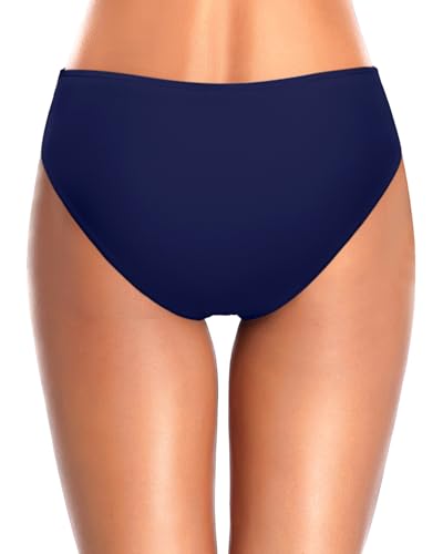 Image of Tempt Me Women Bikini Bottoms Mid Waist Bathing Suit Swimsuit Ruched Swim Bottom