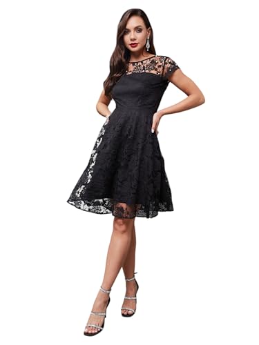 Image of Miss Chase Women's Round Neck Sleeveless Polyester Ruffled Knee- Length Dress