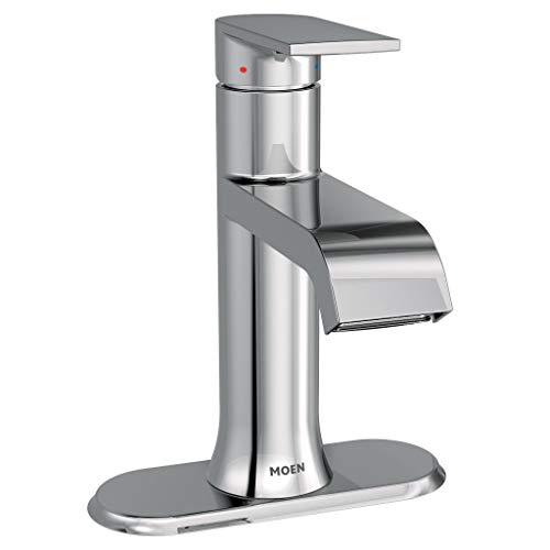 Moen 6702 Genta One-Handle Single Hole Modern Bathroom Sink Faucet with Optional Deckplate, Chrome