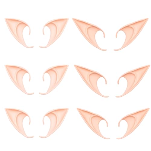 KEWUF Orelhas de elfo, 6 pares orelhas de fada com 2 tamanhos para adultos e crianças, para vestir elfos cosplay halloween carnaval festa