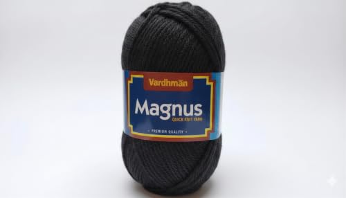 Image of Vardhman Magnus Knitting Yarn 100% Acrylic Bulky 4Ply Yarn (Pack of 1 Ball - 100g) - Knitting & Crochet Yarn for Winter Sweaters, Scarves, Blankets | Hypoallergenic, Hand Wash - Black