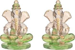 Statue Ganesh Dieu Shivlingam en cristal transparent objet culte hindou lot de 2