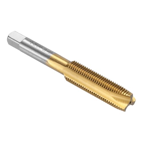 uxcell Spiral Point Plug Threading Tap 1/2-20 UNF Thread, Ground Threads H2, High Speed Steel 6542, Titanium Coated, Screw Taps Tapping Bit for Thread Repair