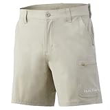 Huk Men's Next Level 7' Short | Quick-Drying Performance Fishing Shorts with UPF 30+ Sun Protection , Khaki, Large