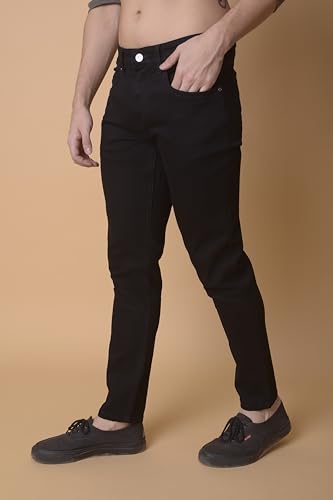 Image of i'sol Men's Tapered Fit Solid Mid-Rise Stretchable Casual Jeans