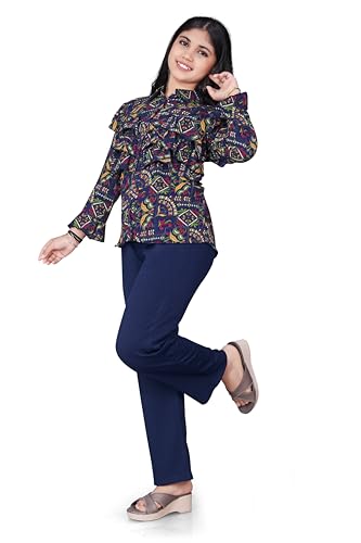 Image of Girls /Kids Printed Floral Designer Top and Palazzo Set Crop Top and Palazzo Set Printed /Fancy Palazzo and top Set for Girls with tie in Waist