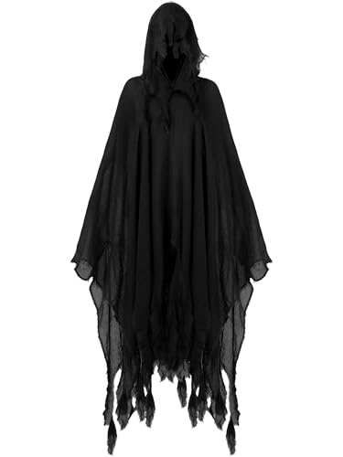 Fourluoo Halloween Grim Reaper Costume Halloween Hooded Cloak Cosplay Costumes