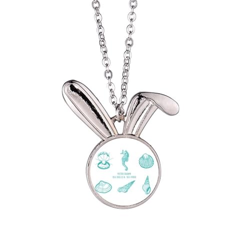 Collier lapin bleu hippocampe marin au design artistique raffiné