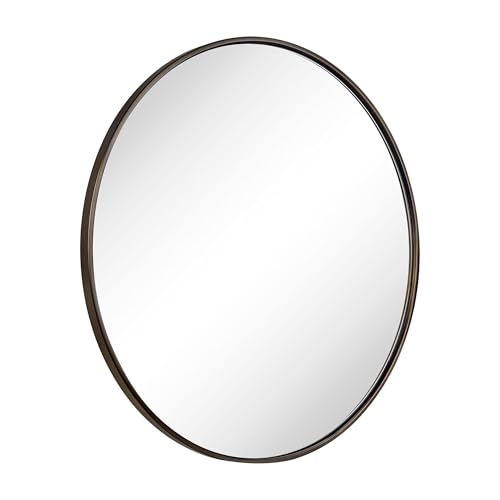 Image of TEHOME Round Oil Rubbed Bronze Mirror 30 inch, Metal Circle Wall Mirror for Bathroom & Entryway