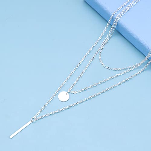 Inilbran Vintage Layered Coin Choker Necklace Long Bar Choker Necklace Gold Layering Disc Necklace Choker Boho Long Necklaces Chain Jewelry for Women and Girls - Image 5