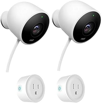 Google Nest Outdoor Wired Security Standard Surveilance Camera (2 Pack) - NC2400ES Bundle with Deco Gear 2 Pack WiFi Smart Plug (4 Items)