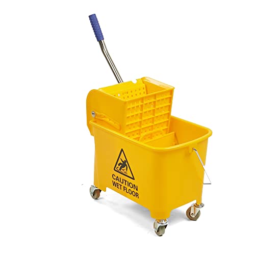 Mind Reader Commercial Mop Bucket - With Down Press Wringer - 22 Quart Capacity - Yellow - Mopt20-Ylw #TOP5