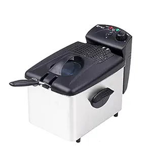 Electric Immersion Deep Fryer Frying Basket Detachable Lid with View Window Single Oil Tank Brushed Stainless Steel Hot Oil Cooker for Home Use EU Plug