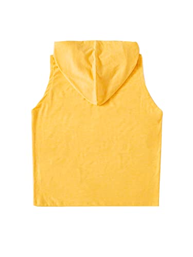 Sweatyrocks Women's Summer Sleeveless Hooded Tank Top T-Shirt For Athletic Exercise Relaxed Breathable Yellow M #TOP1