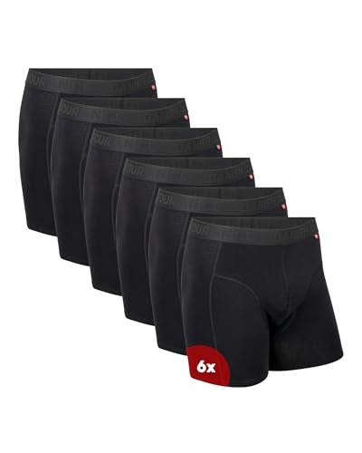 DANISH ENDURANCE 6 Pack Men's Organic Cotton Boxer Briefs, Tag-free Underwear XX-Large Black 6-pack...