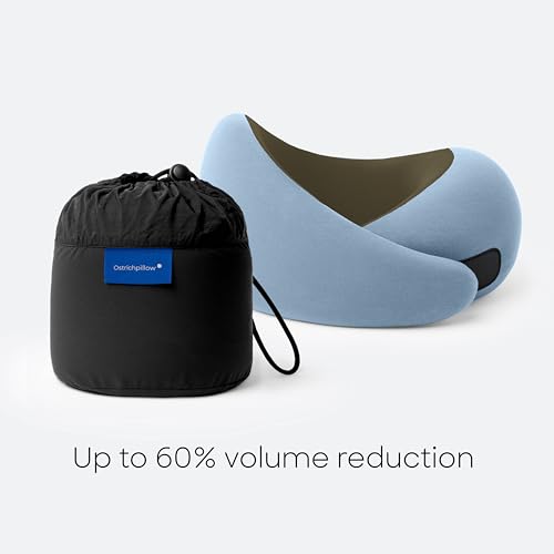Image of Ostrichpillow Go Neck Pillow, Travel Pillows for Airplanes, Premium Memory Foam Travel Pillow, 360º Ergonomic Design, Asymmetrical Sides, Travel Bag Included, Washable Modal Cover