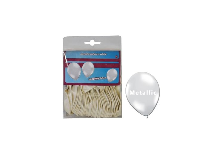 Lot de 12 - Lot de 40 ballons latex métallisés blanc 25cm