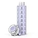 Ello Syndicate 20oz Reusable Glass Water Bottle with One-Touch Leak Proof Flip Lid, Protective Non-Slip Silicone Sleeve, Carry Loop for Coffee, Tea and Water, BPA-free, Dishwasher Safe, Celeste