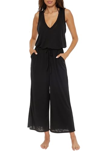 BECCA womens Beach Date Jumpsuit, Casual, Sleeveless With Pockets, Beach Cover Ups for Women