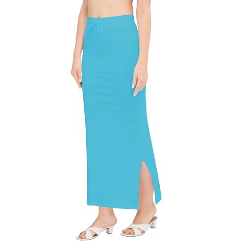 Image of DESI GIRL Cotton Lycra Stretchable Saree Shapewear Petticoat with Drawstring for Women | Fishcut Saree Petticoat with Side Slit for Easy Movement | Saree Shaper | Long inskirt