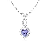 december birthstone tanzanite infinity heart pendant necklace with diamonds in silver 5mm tanzanite 