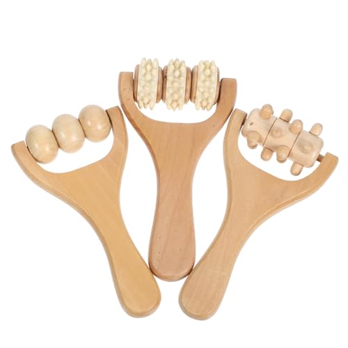 Gogogmee Ergonomic Wooden Massage Roller Set Handheld Tool for Back Neck Leg Face Acupoint Therapy for Relaxation