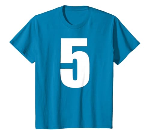 Number Five Numeral 5 Plain White Numbers T-Shirt, Youth, Sapphire Blue, 2T