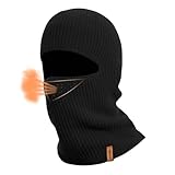 ACUSHLA 100% Merino Wool Balaclava for Men & Women - Winter Ski Mask Thermal Cold Weather Gear Knit Warm Face Mask (Black)