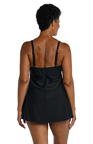 Maxine Of Hollywood Women's Standard Scoop Neck Swim Dress One Piece Swimsuit, Black//Ombre Animal, 12 #TOP1