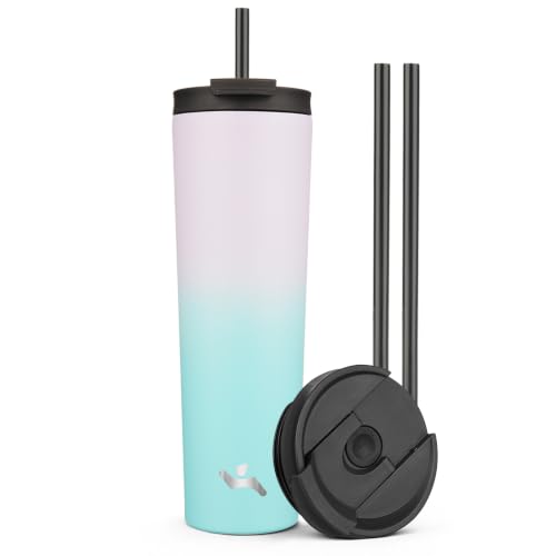 Image of Konokyo 34 oz Insulated Tumbler Water Bottle with Straw Lid, Lavender Green