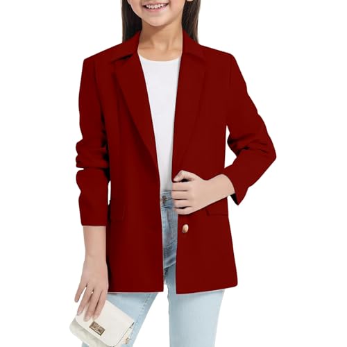 Teen Girls' Blazer Y2K Long Sleeve Lapel Suit Jacket Open Front with Pockets Homecoming Dance Shoot Formal Coat3