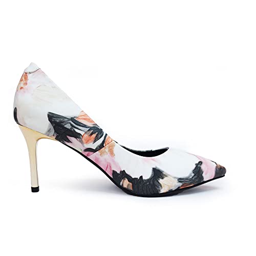 Unique Florence Handmade Dress Pump Shoes in Golden Metallic Stiletto Heels