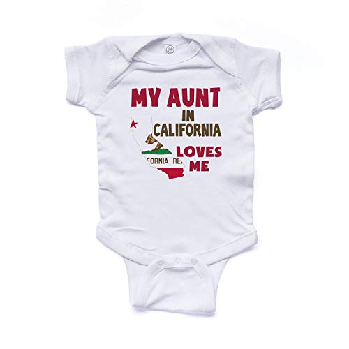 NanyCrafts Baby's My Aunt in California Loves me Bodysuit 12 Months White