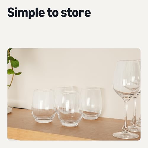 Amazon Basics Stemless Red Wine Glasses, 4-Piece Set, 18 oz., Dishwasher-Safe #4