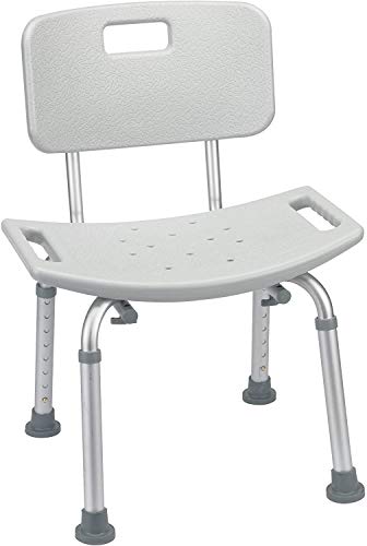 Drive Medical RTL12202KDR Deluxe Bath Chair, Gray, Aluminum Frame, Corrosion Proof, Height Adjustable Suction-Type Tip Legs