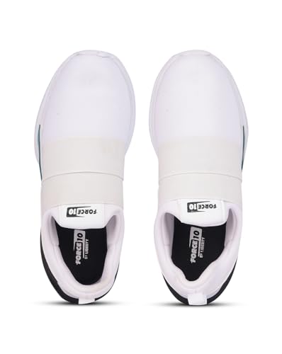 Image of Liberty Force 10 BLAKES-2E Non-Lacing Sports Walking Shoes for Men - Black & White | Comfortable and Durable - Suitable for Slip-On Gym, Jogging and Outdoor Shoes for Gents - Cushioned Footbed