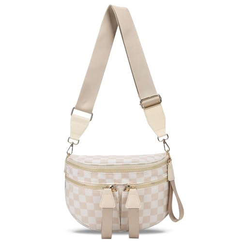 YFGBCX Bum Bag for Women Checkered Crossbody Bag Large Nylon Sling Bags Bum Purse