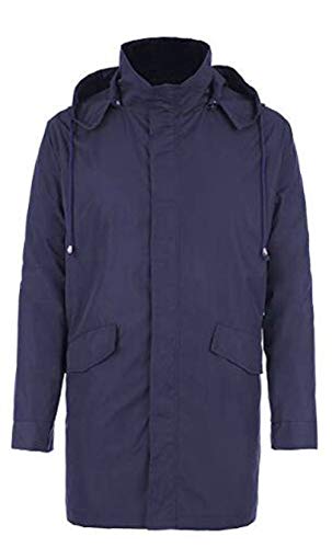 Mouchao Lightweight Men Long Business Raincoat Outdoor Hooded Rainwear with Pockets (M)