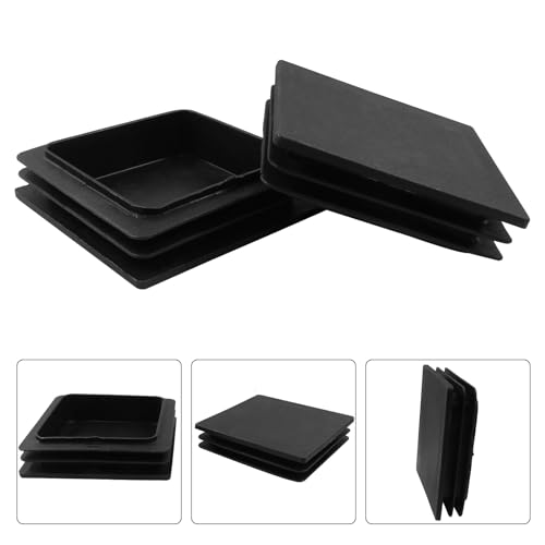 Image of Bonsicoky 4 inch Square Plastic Plugs, Black, 8 Pack | Tubing End Caps, Insert for Square Tube, Furniture Legs