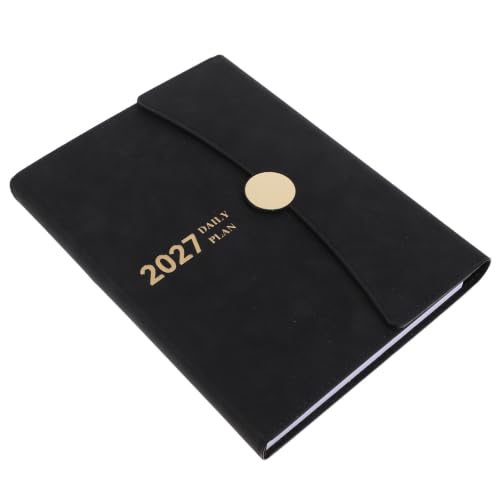 Planificador Diario 2027 A5 SEWACC Papel Antitraspaso y Tapa de Cuero Negro para Oficina