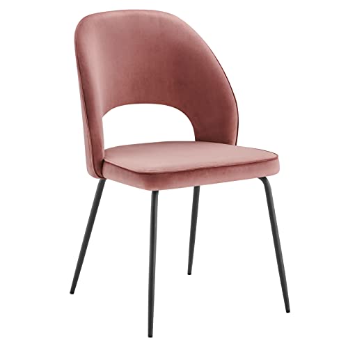 Modway Nico Performance Velvet Dining Chairs In Black Dusty Rose-Set Of 2 #TOP1