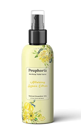 Peuphoria poop spray for Toilet, Pre Poo Bathroom Spray, Toilet Odor eliminator and Air Freshener, Travel Size 2.5 Ounce, 1 Bottle, Alluring Lemon Citrus