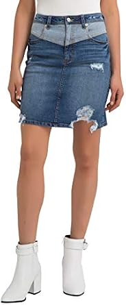 Jordache Sloane Ripped Denim Skirt Navy 27