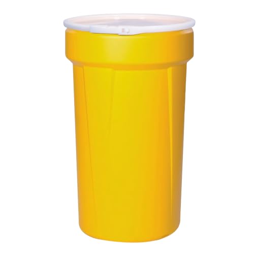 Eagle Plastic Drum, 55 Gallon Drum, DOT Compliant, Made in USA, Yellow | High-Density-Polyethylene Construction, Open Head Lab Pack Drum, Plastic Lever-Lock Lid, Hazardous Material Storage,Transport