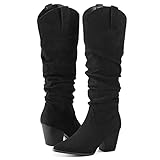 Trending Now! Best Knee High Boots for Wide Calves: 13 Comfortable Options for Women Over 50 17 mysoft Women's Cowboy Knee-High Boots Pointed Toe Mid Chunky Heel Pull On Slouchy Boots with Zippers
