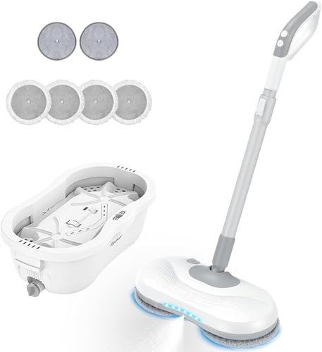 Redkey M1 Kabelloser Elektro-Mopp, Selbstreinigender Wischmopp, LED, 250 ml Wassertank, 2200 mAh Akkukapazität, Wasserspray mit Einem klick, Trennung von Frisch- und Abwasser