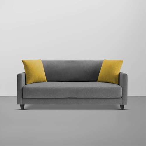 Image of Casaliving Dominic 2 Seater Sofa Set for Living Room (Dark Grey Fabric) Premium Fabric Sofa Set