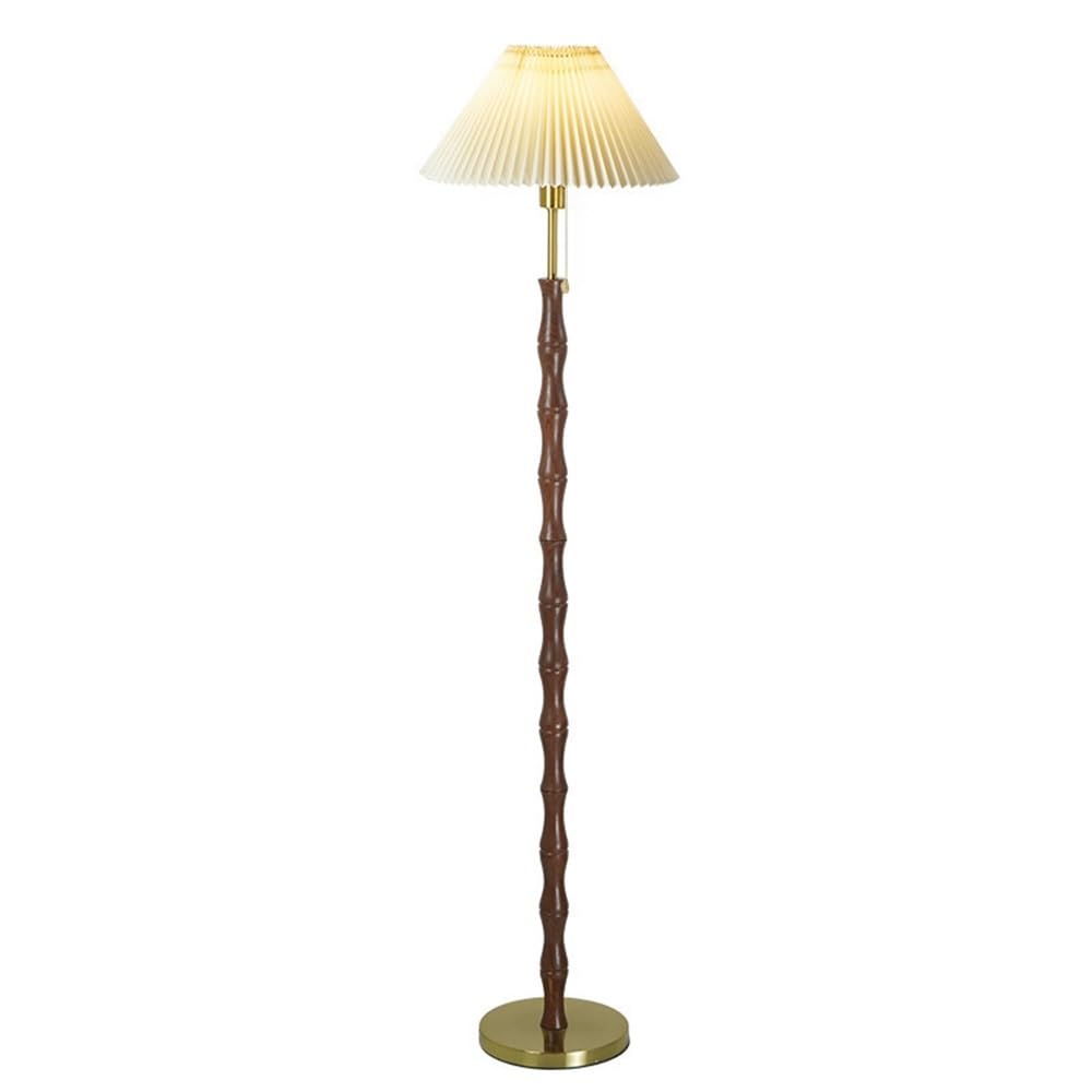 E7v2T9k6 Standard Lamp Vintage Floor Lamp Brown Pleated Shade Bedroom Bedside Vertical Table Living Room Sofa Ambiance Corner