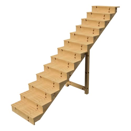 Escalera exterior h224cm - 13 peldaños de madera D29cm, B80cm CON apariencia