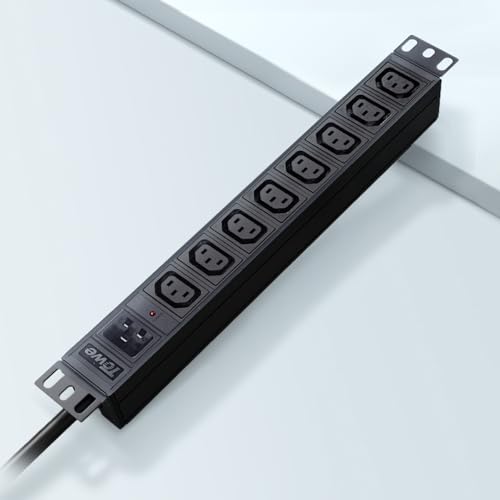 Towe Power Strip 8 tomas IEC C13 PDU metálica con tomacorriente incorporado C20, 16A 250V 4000W para rack de servidores y centros de datos miniatura 1